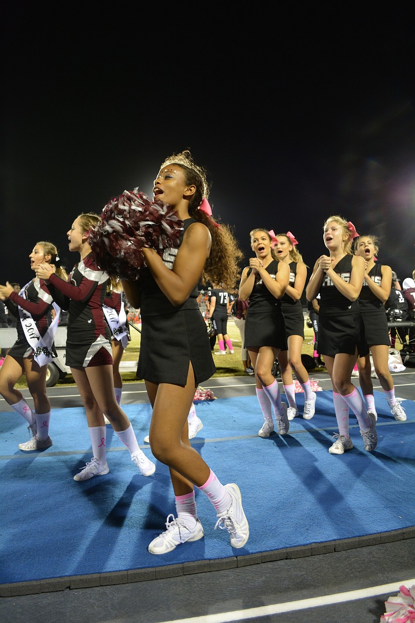 Hillary Nunez Santos, a junior, shouts 