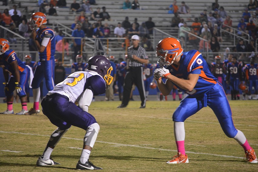 Booker junior defensive back Jermaine Ziegler matches up with a Southeast wide receiver on Oct. 28. The Tornadoes lost to the Seminoles 28-21.