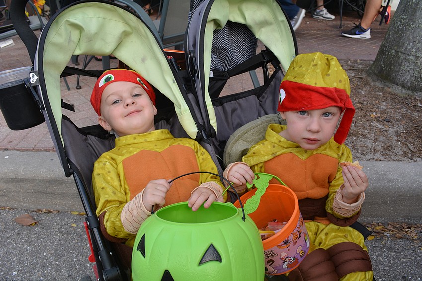 Maddox and Mason Walker, 2, of Palmetto, love to come to Main Street.