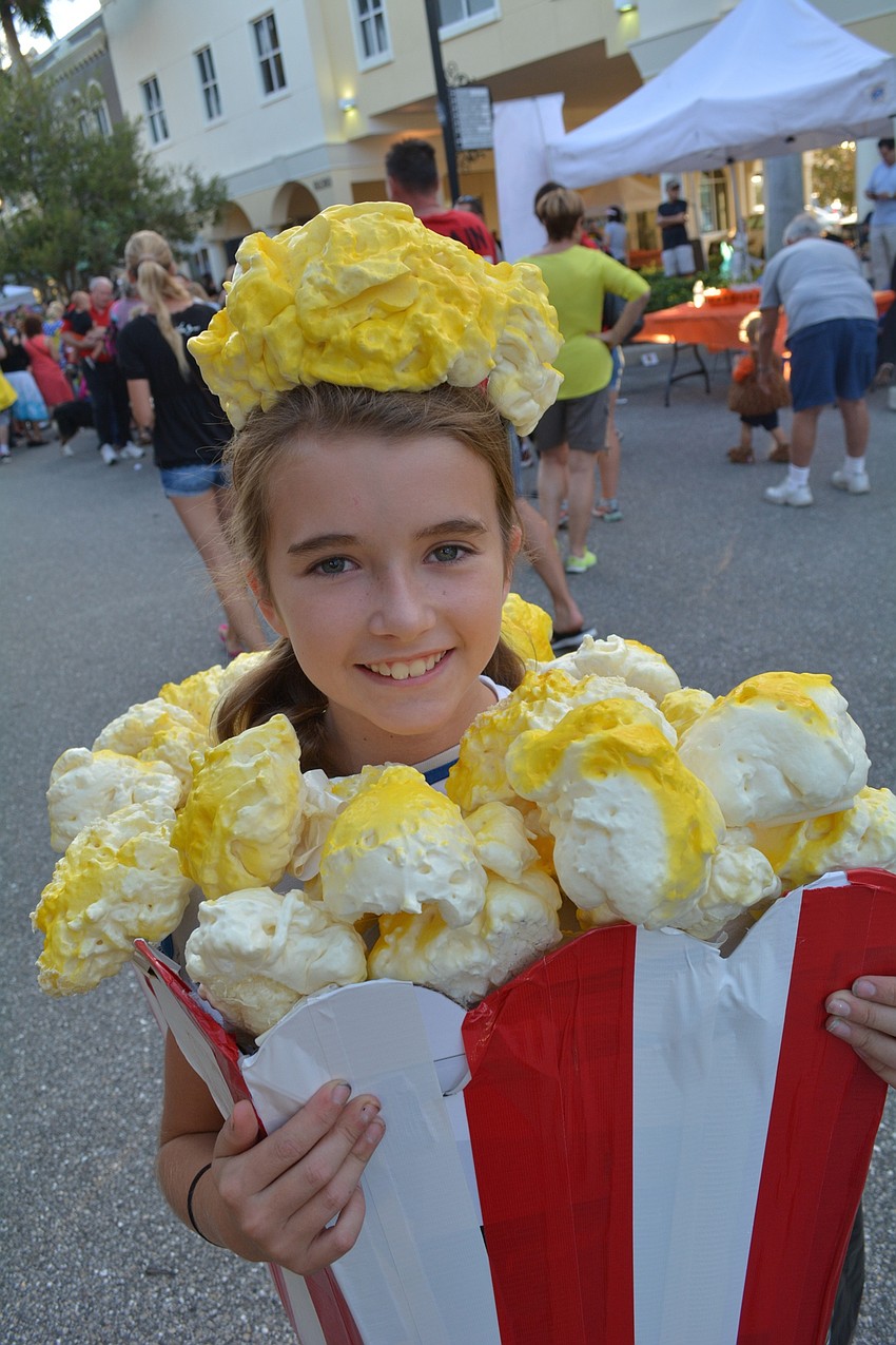 McNeal Elementary's Olivia Letourneau, 10, wanted to be popcorn and got a little help from her dad, Justin.