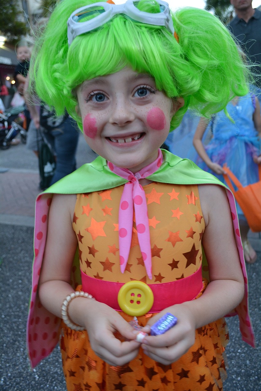 Sophie Duell, 7, of River Club, is the character Dynamite from the children's program, 