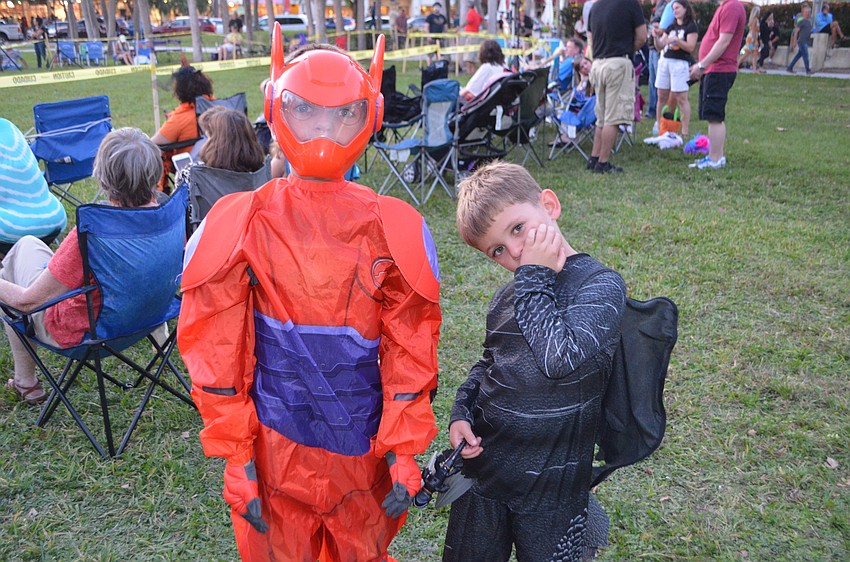 Mika, 7, as Baymax, and Steven Nikolich, 5, as a toothless dragon