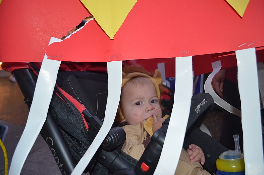 Zoel Tisza, 9 months, was a lion, while his older brother, Zizi was a circus trainer. The boys’ stroller was decorated as a cage to go with theme.