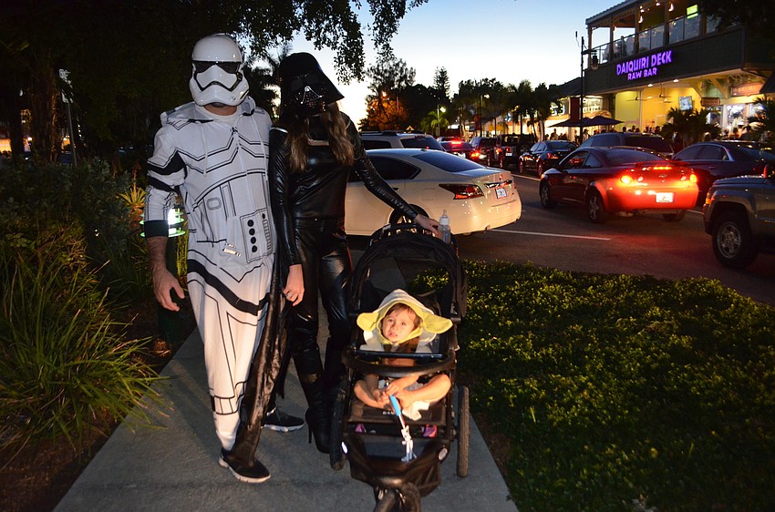 Austin, Emmie and Breck Barcomb, 16 months, as a Storm Trooper, Darth Vader and Yoda.