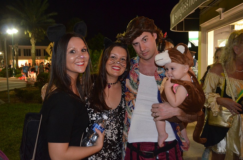 Melissa Benyo as a mouse, Ashley Hornberger as a cat with Mike and Sophia, 11 months as a monkey.