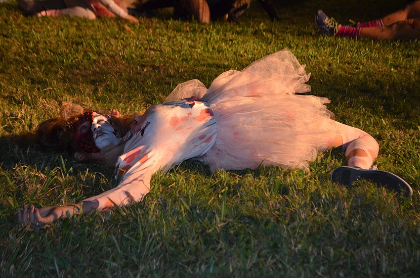 Students from Sarasota High School’s drama department posed as zombies throughout the night.