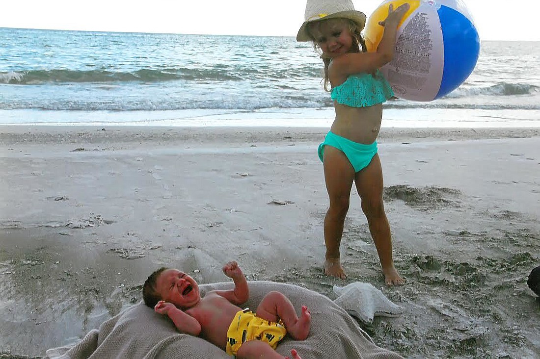 Maximus and Ayla Balfour play on the beach during a trip to Longboat Key. Photo courtesy of the Ianellos.