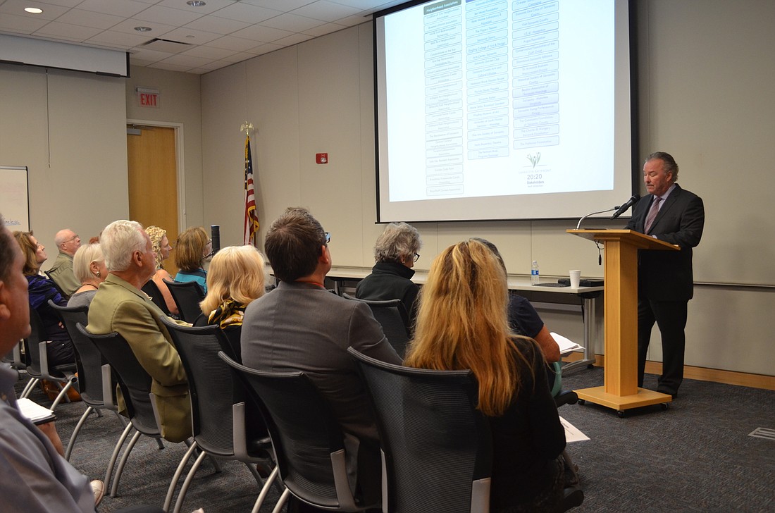 Michael Klauber outlined the next steps for the Sarasota Bayfront 20:20 planning effort at a meeting Friday. Although a new planning organization has formed, the community will stay involved, Klauber said.