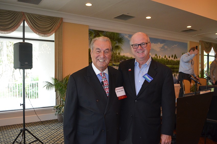Republican Club of Longboat Key President Joe McElmeel and Manatee County Commission candidate Steve Jonsson
