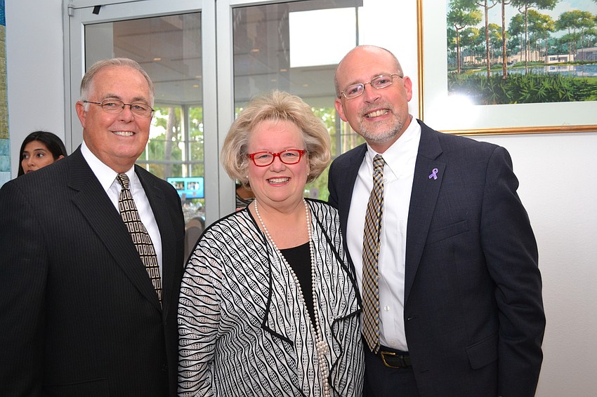 Bill Delp, honorary chairwoman Wilma Hamilton-Delp and Pine View School principal Stephen Covert.