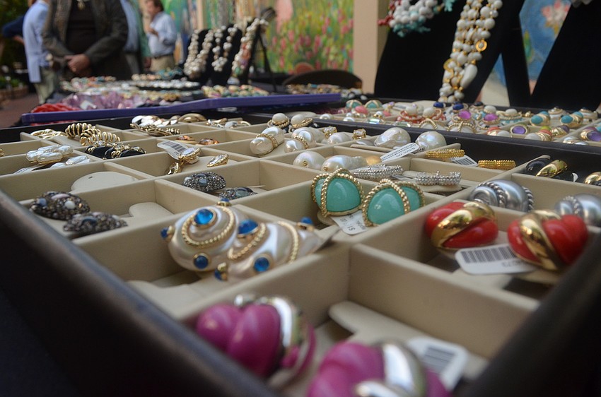 Earrings and other jewelry were on display from Vanderbilt Gallery in Nantucket, Mass. during the shopping portion of the event.
