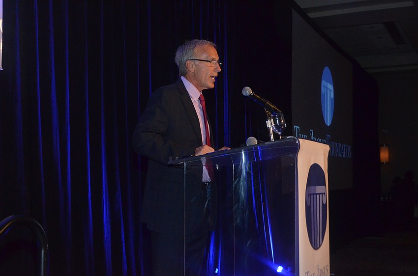 Argus Foundation President Rodney G. Hershberger welcomes the crowd.