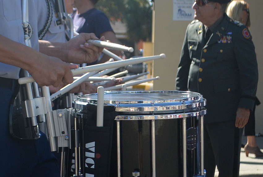 Members of the Sarasota Military Academy played the drums during the Veterans Day parade. SMA had 1400 cadets march in the parade today.