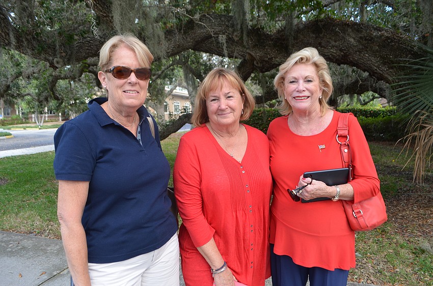 Bobbi Johnson, Jo Ann Schwencke and Carole Strong support veterans and watch the Rotary Club of Longboat Key’s third annual Veterans Day Parade on Nov. 11.