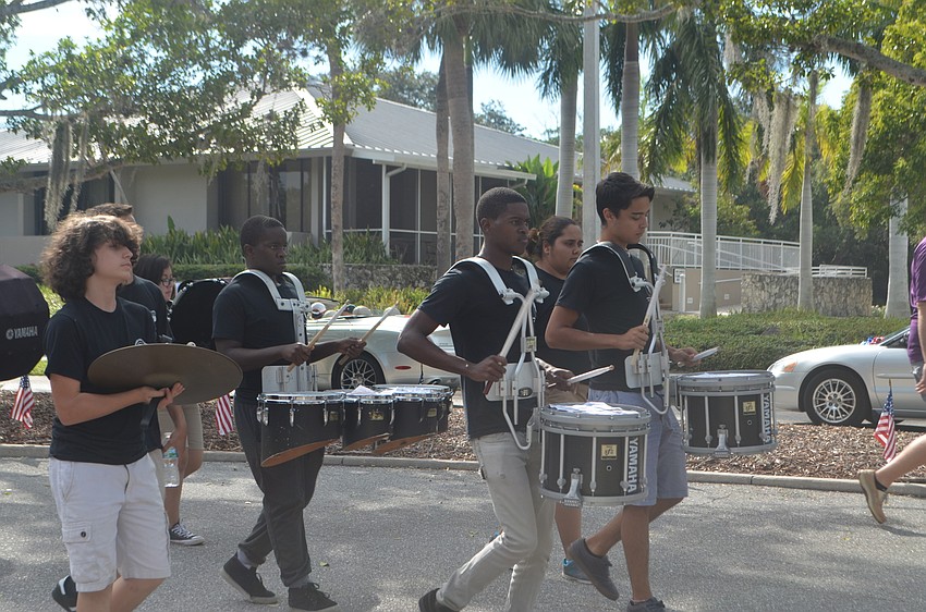 The Booker High School Marching Band, The Whirlwind Brigade, performed during the third annual Longboat Key Veterans Day Parade.