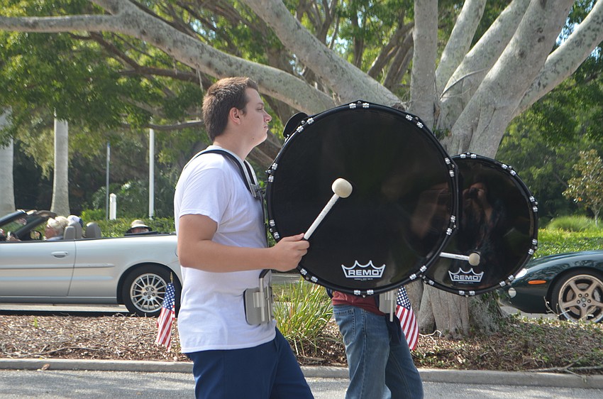 The Booker High School Marching Band, The Whirlwind Brigade, performed during the third annual Longboat Key Veterans Day Parade.