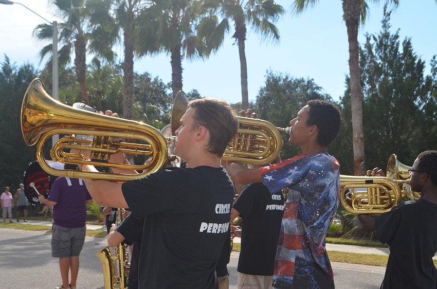The Booker High School Marching Band, The Whirlwind Brigade, performed during the third annual Longboat Key Veterans Day Parade.