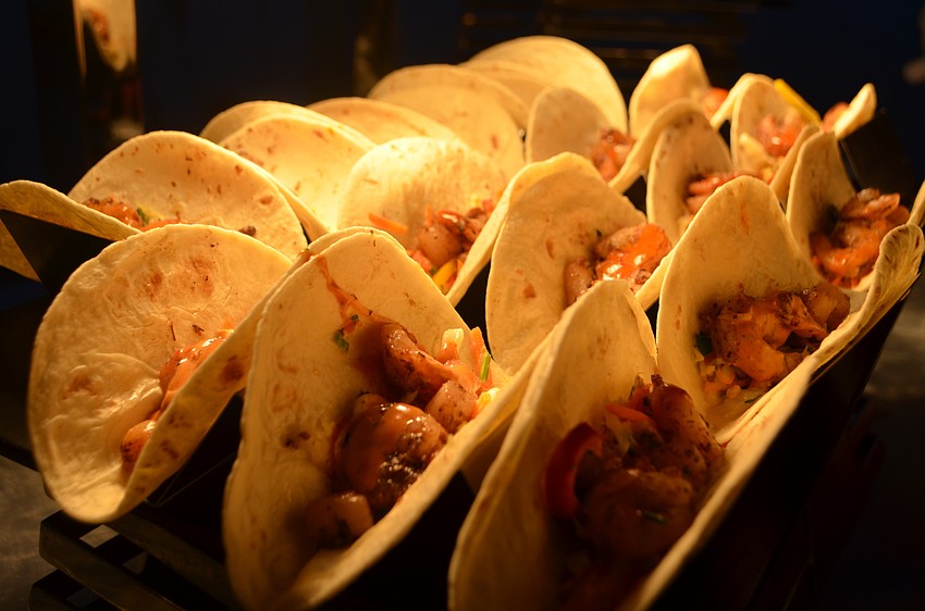 Shrimp and scallop tacos were available to guests at the sixth annual Bacchus on the Beach on Nov. 11.