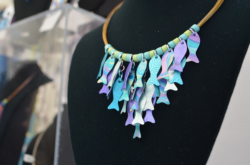 Necklaces, earrings and other items were on sale from Jinglers Jewelry by Robin Aronson during the St. Armands Art Festival.