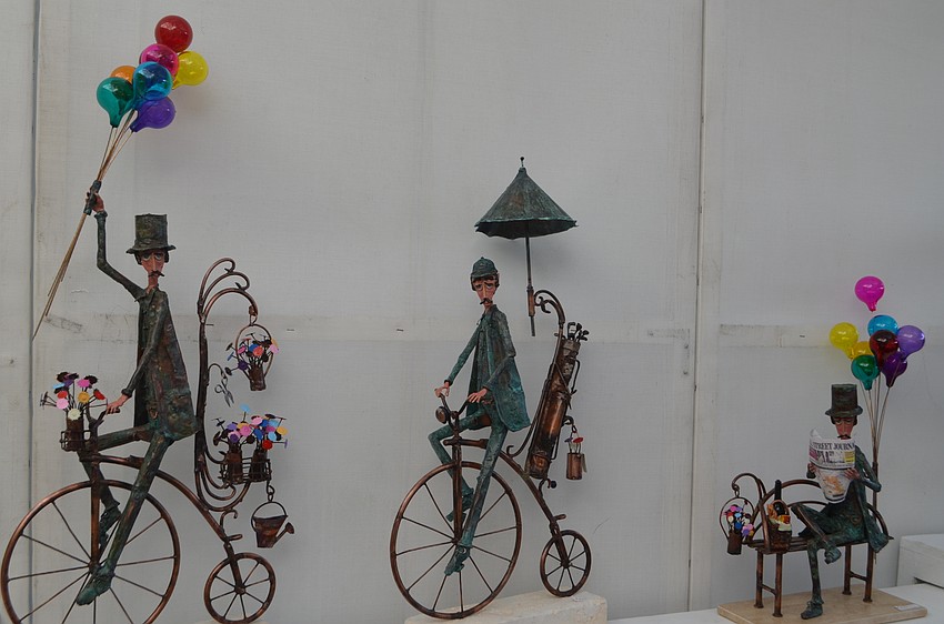 Copper sculptures by Jim Lewk were on display during the St. Armands Art Festival on Nov. 12 and 13.