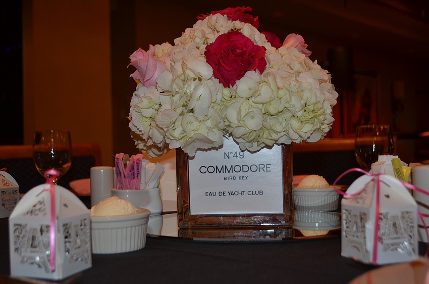 Chanel-themed centerpieces adorned each table.