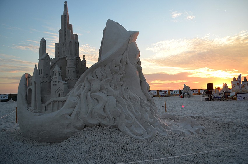 In the rear of MacDonald and Waterman's sculpture is a large castle.