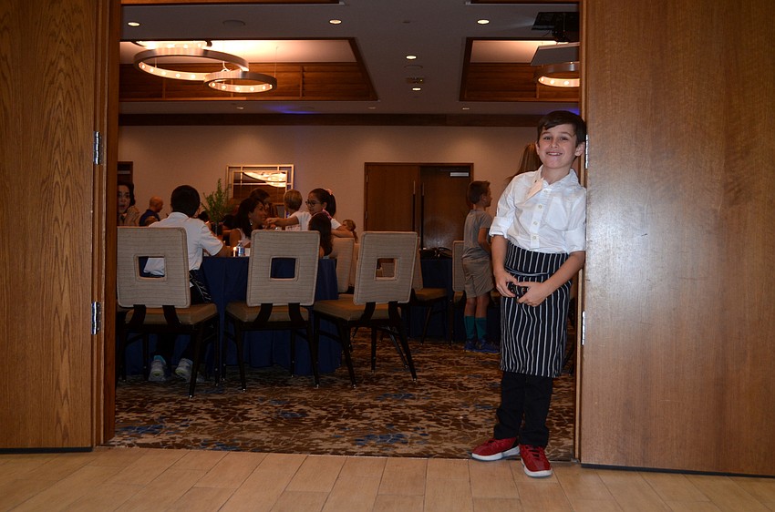 Michael Vassallo greeted families to Southside's first Farm to Fork dinner Tuesday evening at The Francis.