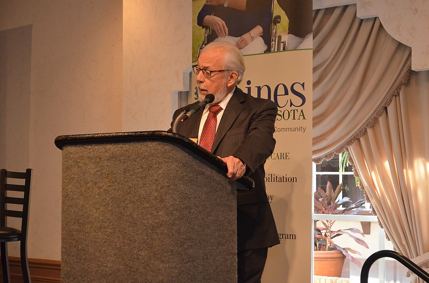 CEO of Pines Sarasota John Overton addresses the crowd.