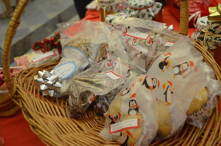 Muffins, scones and other baked goods made by members of the St. Mary Women’s Guild were for sale at the Christmas bazaar.