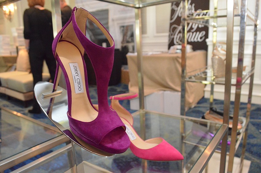 Various pairs of colorful Jimmy Choo shoes were on sale at the Saks Fifth Avenue vendor area.
