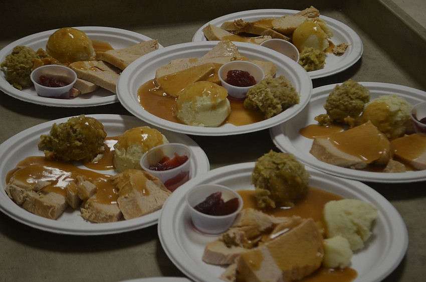 Attendees were served a traditional Thanksgiving meal.