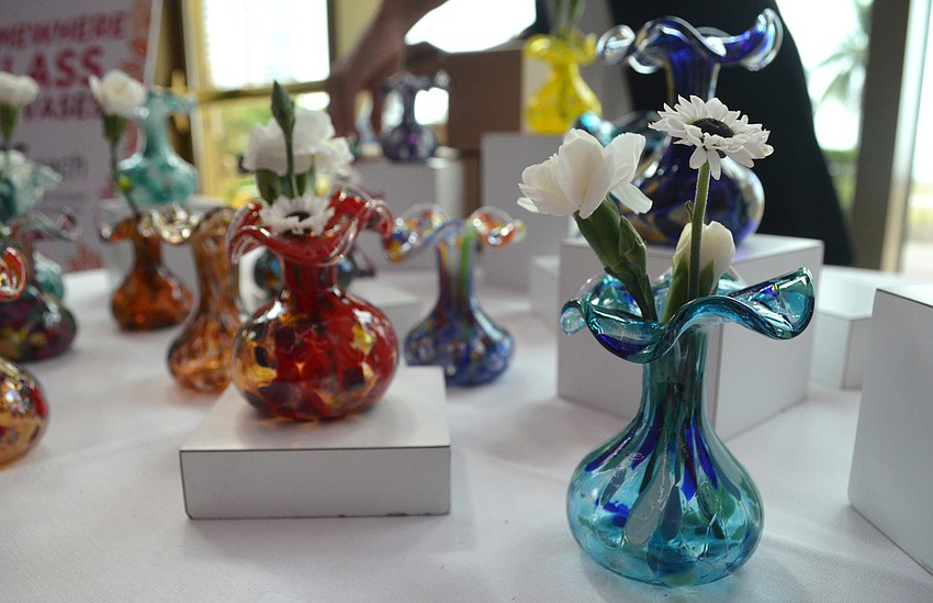 Somewhere Glassworks sold bud vases for $25 each as a fundraiser for  Neuro Challenge Foundation.