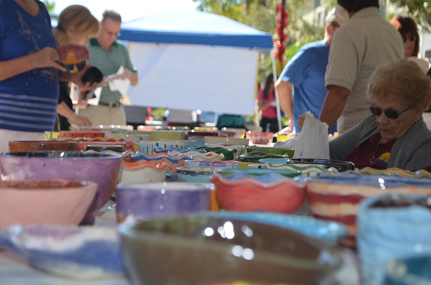 Soup and bread was served, but the bowls were the feature.