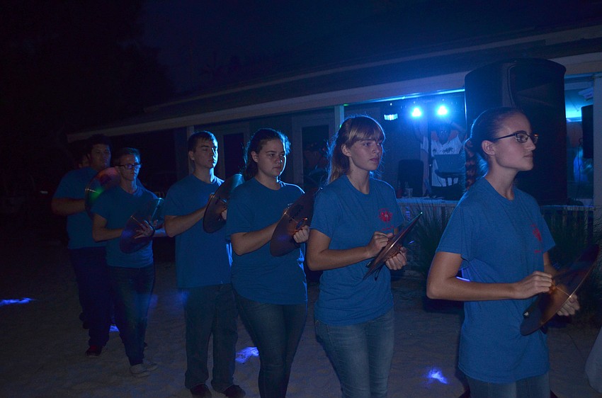 The Manatee High School Drumline performed for guests at the Tri Chamber Island Business After Hours.