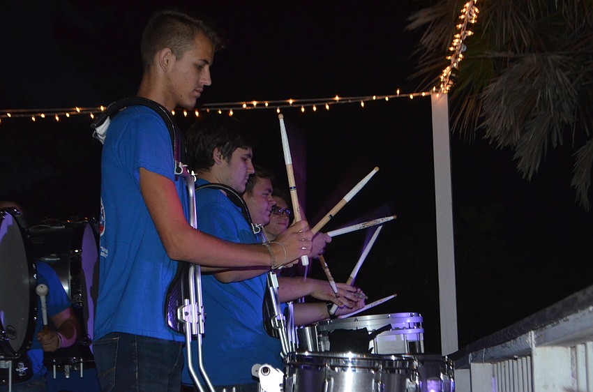 The Manatee High School Drumline performed for guests at the Tri Chamber Island Business After Hours.