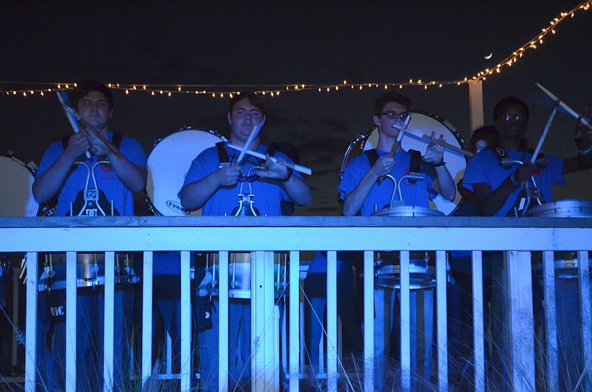 The Manatee High School Drumline performed for guests at the Tri Chamber Island Business After Hours.