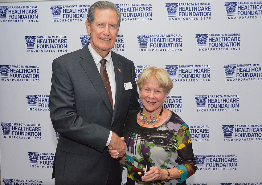 Chairman of the Sarasota Memorial Healthcare Foundation Board of Trustees Jim Syprett with Dottie Baer Garner