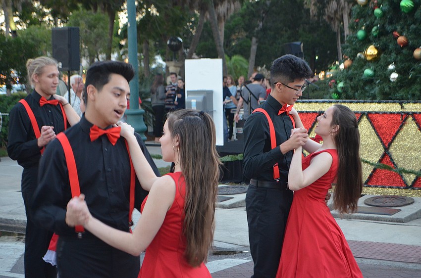 Sarasota High School theater and drama students kicked off the annual Holiday Night on St. Armands on Dec. 2.