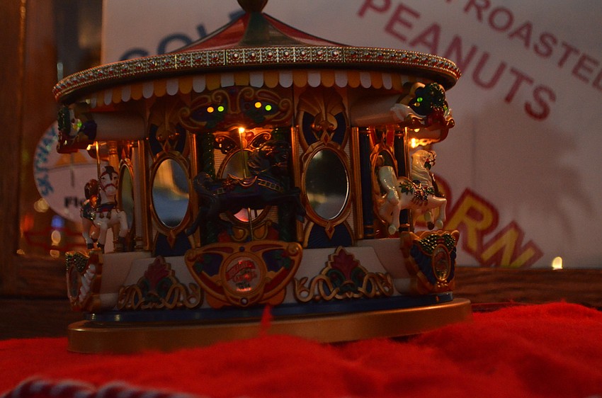 Christmas decorations adorned a popcorn and refreshment stand at the 38th Annual Holiday Night on St. Armands.