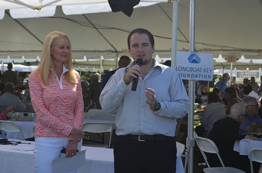 Nick Karpathy, a 2015 Kiwanis scholarship recipient, addresses the crowd about why the Kiwanis Club’s efforts are so important.