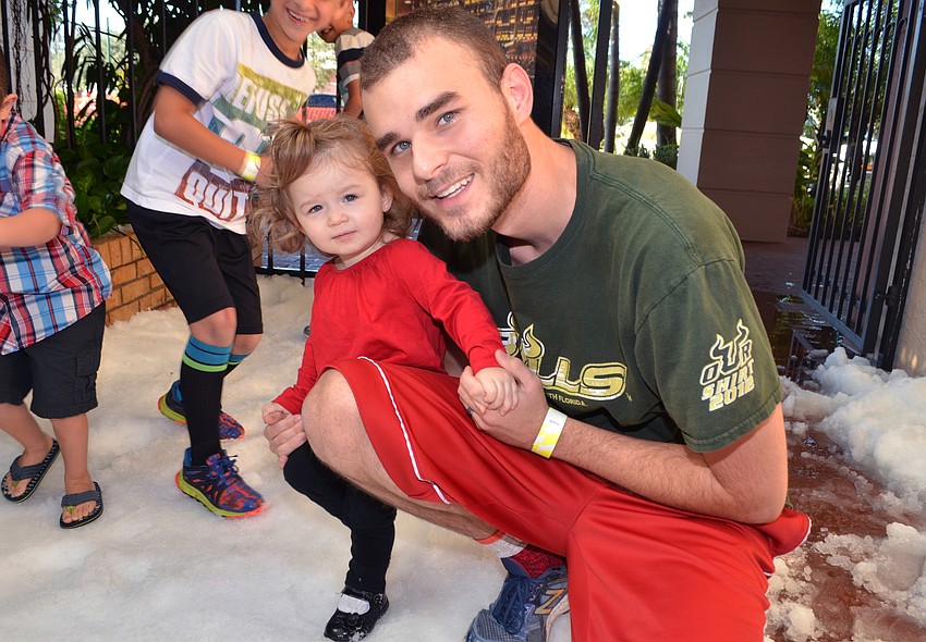 Violet Fenton, 1, with her dad, Andrew Fenton