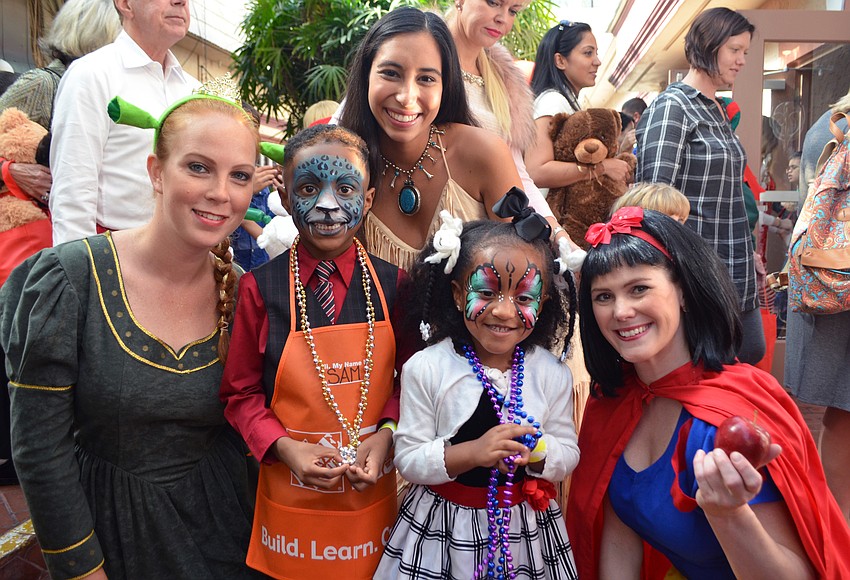 Fiona (from Shrek), Sam Rich, 6, Pocahontas, Alaisha Rich, 4, and Snow White