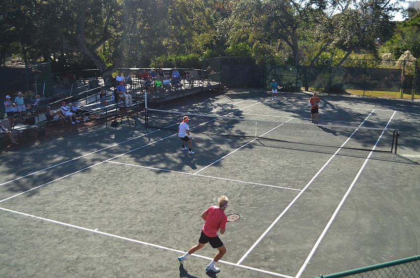 Alex Klitch and Tim Pier compete against Eric Friedman and Erik-Jan Walson in the men’s 55 doubles finals.