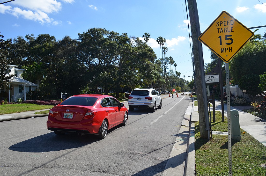 The speed table is designed to slow down drivers using Orange Avenue as a detour while the Osprey Avenue bridge is closed.