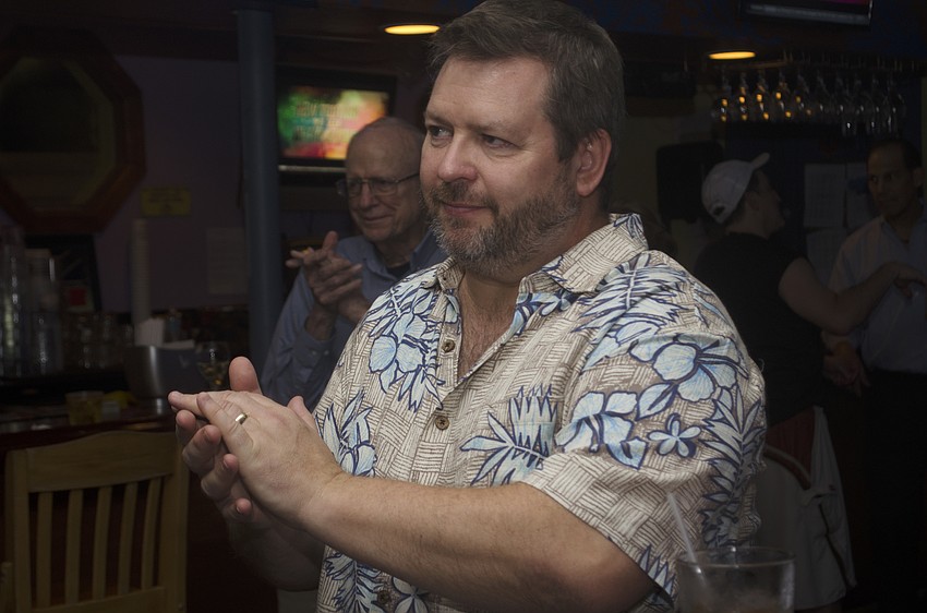 Syd Krawcyzk claps as Wendall Jacobson closes the final SKVA meeting.