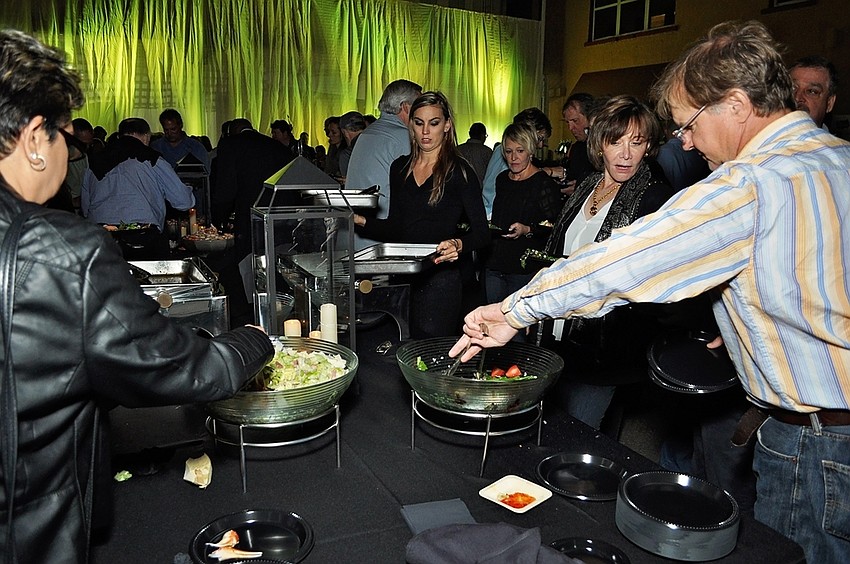 The Grill at O-Bricks offered oysters on half shell, salads, shrimp and passed appetizers.