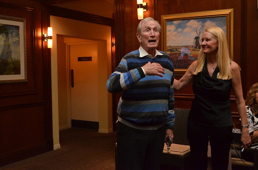 Howard Rooks and Susan Phillips joke around while greeting the crowd.