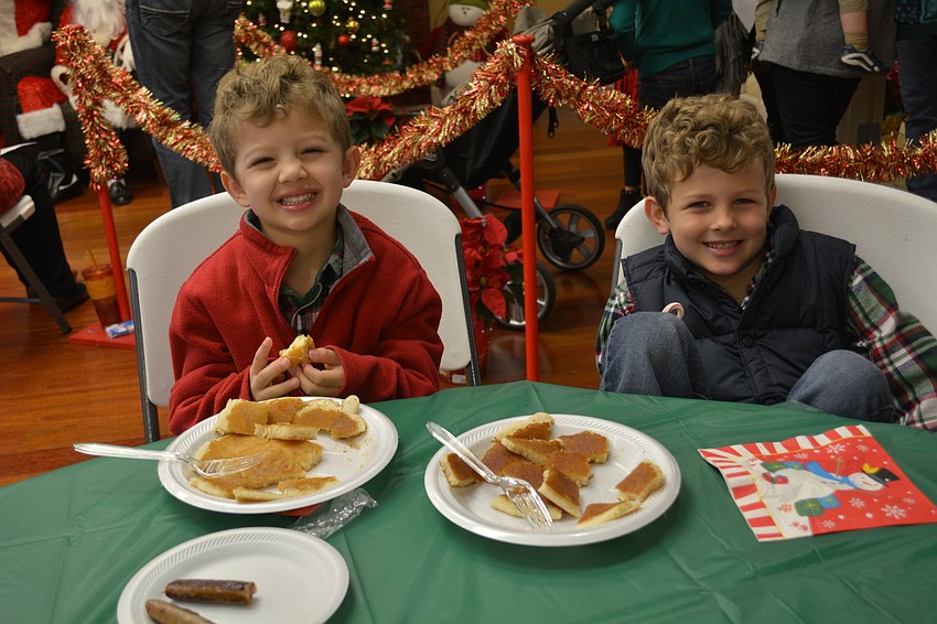 Owen and Oliver Gagnon feast on pancakes from the Country Pancake House.