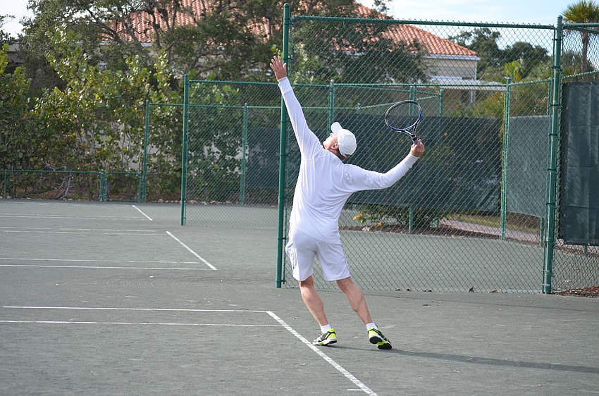 David Glorius gets ready to serve the ball.