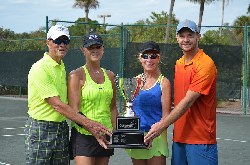 Division one winners Andy and Karen Adams, Karen Rhodes and Chris Wetzig